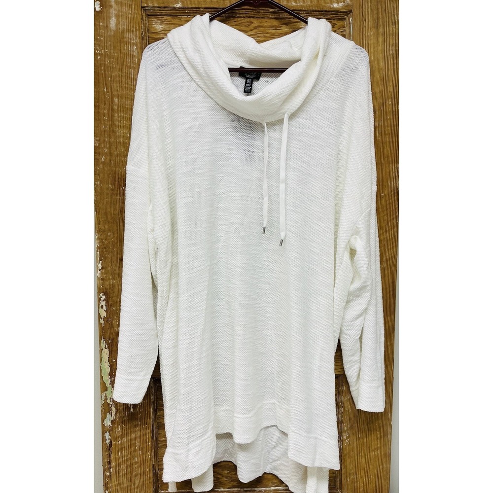 Jones New York Signature 3X Ivory Cowl Neck Tunic Blouse Boho Y2K‎ Lagenlook NWT